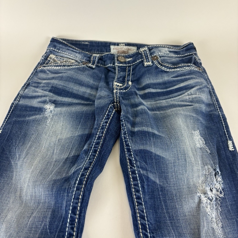 Big Star Jeans Womens 29R Denim Low Rise Sweet Flare Pocket Embroidered - Picture 3 of 16